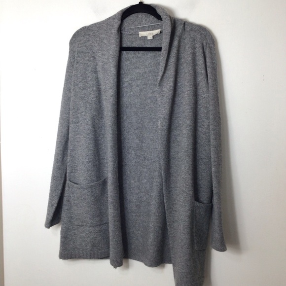 Loft cardigan long wool women grey medium petite teacher modest feminine - Picture 1 of 10